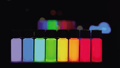 不同大小的量子点暴露在紫外光下会发出不同颜色的荧光.jpg